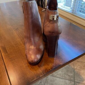 Coach Taupe Leather Ankle Booties